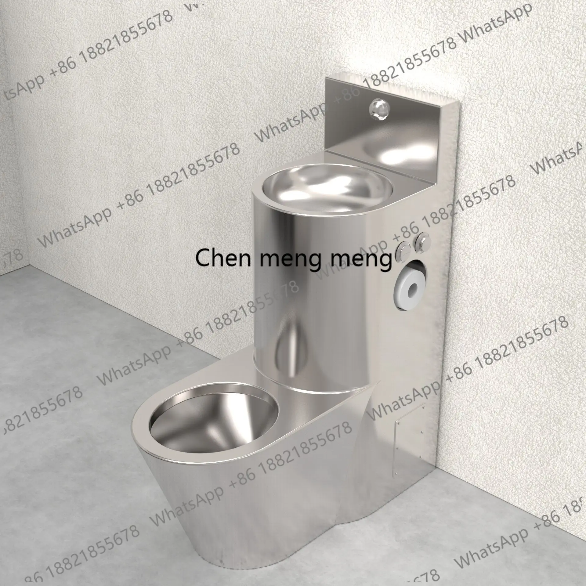 One-piece toilet basin, floor-to-ceiling thickened prison-resistant 304 stainless steel toilet