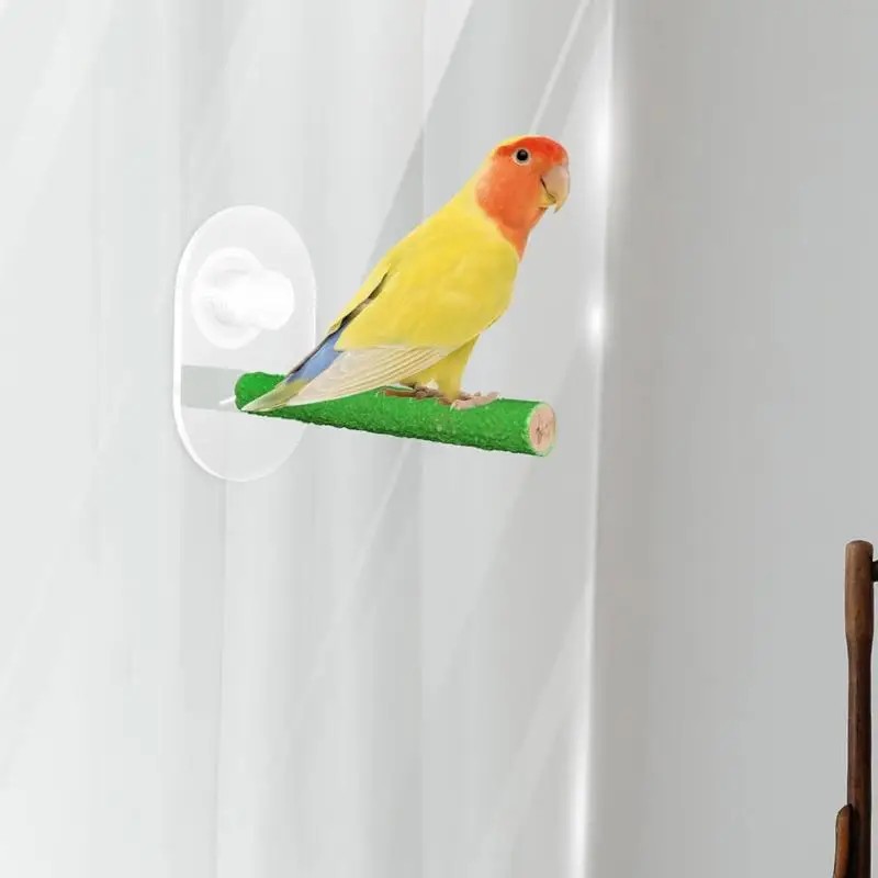 Bird Perches Parrot Bird Stand With Suction Cup Bite-Resistant Bird Shower Perch Bird Bass Stand Wooden Pole Bird Shower Perches