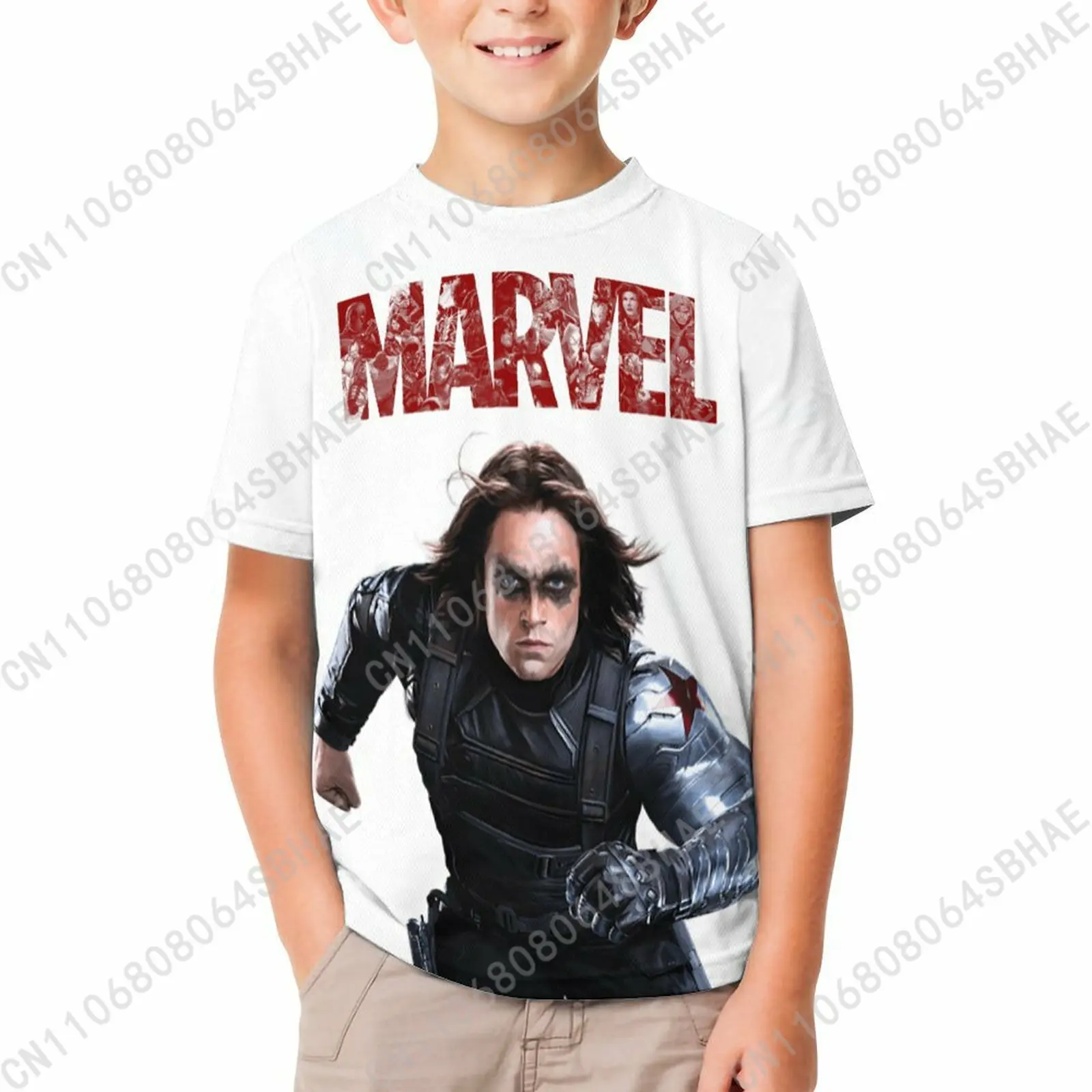 

Marvel Bucky Barnes T Shirt Boy Girl Short Sleeve Print Cotton TShirt Comfortable Crew Neck Children Child Tee Cosplay