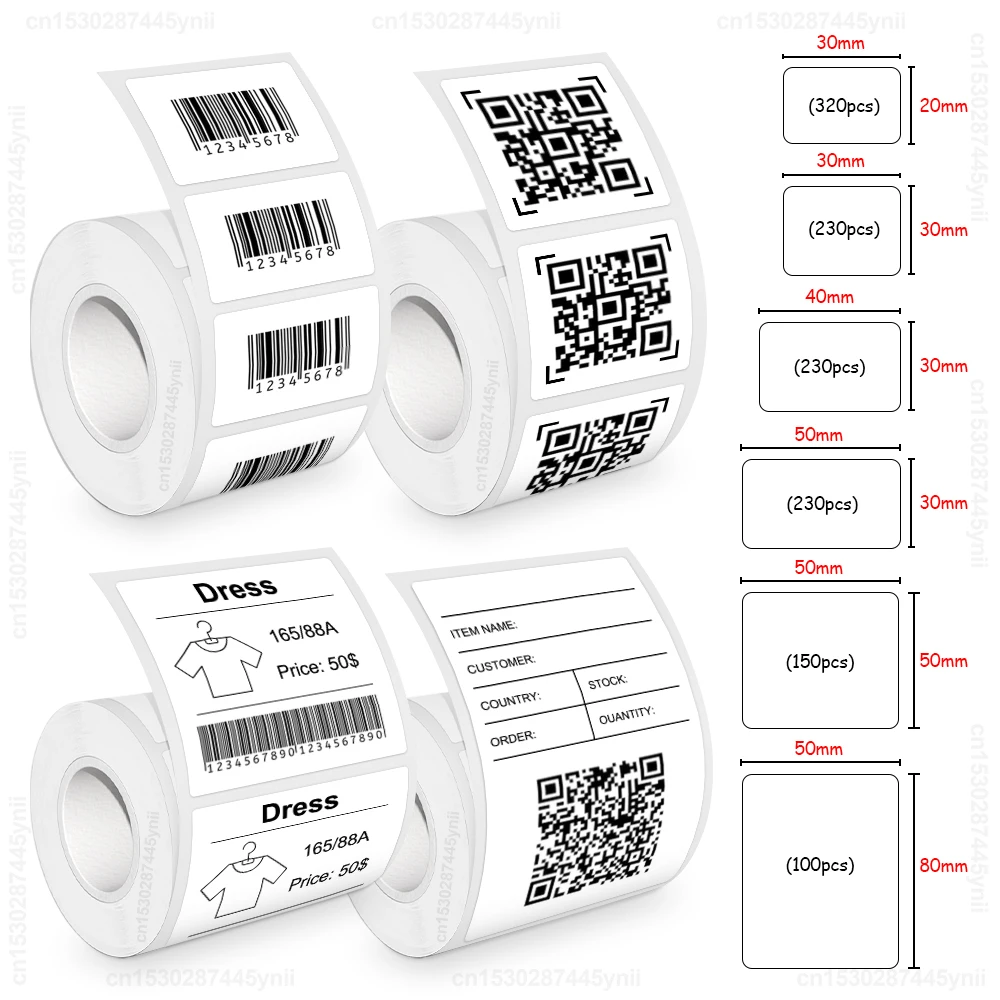 E210 Thermal Label Tape 50*30mm 50*50mm 30*20mm for E210 P50 Phomemo M110 Label Printer Self-adhesive E210 Label Paper Sticker