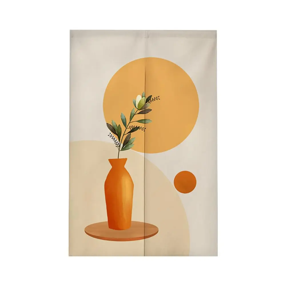 Vase Print Japanese Noren Doorway Curtain Long Nordic Morandi Door Curtain Window Treatment for Kitchen Bistro Partition Shading