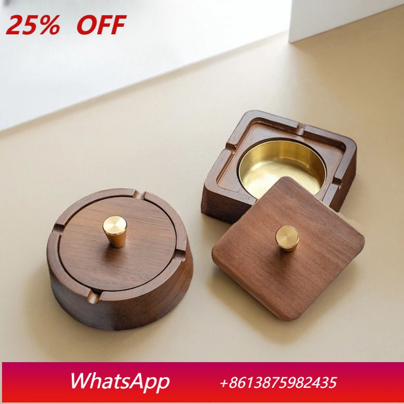 

Новая китайская пепельница LTT из массива дерева с крышкой, креативный декор для дома и гостиной, деревянная пепельница