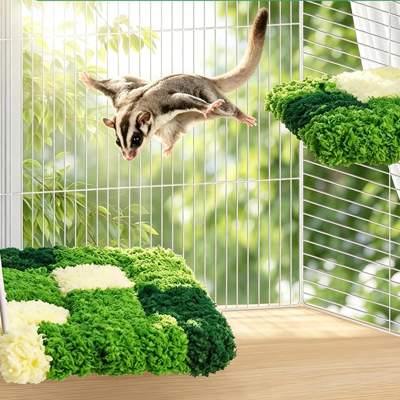 Sugar Glider Cage Platform with Warm Velvet Chinchilla Toy Cage Shelf Stand Rest Perch Fit Squirrel Gerbil Mouse Rat Jumping