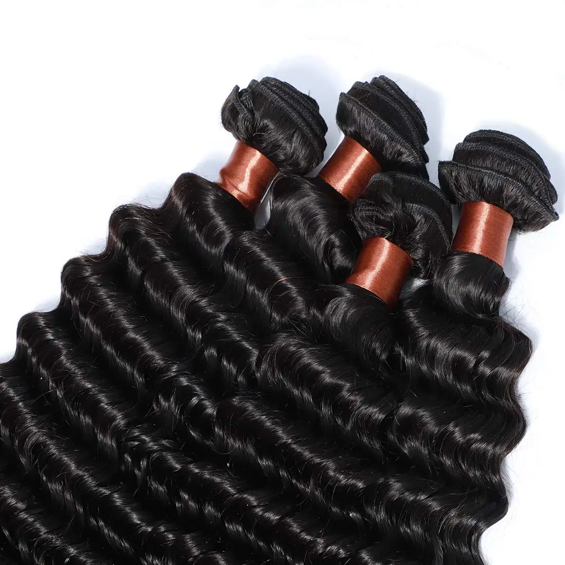 Mechones de ondas profundas, cabello humano brasileño Remy, 3 mechones, paquete de cabello ondulado profundo, mechones de doble trama, cabello virgen 100% sin procesar