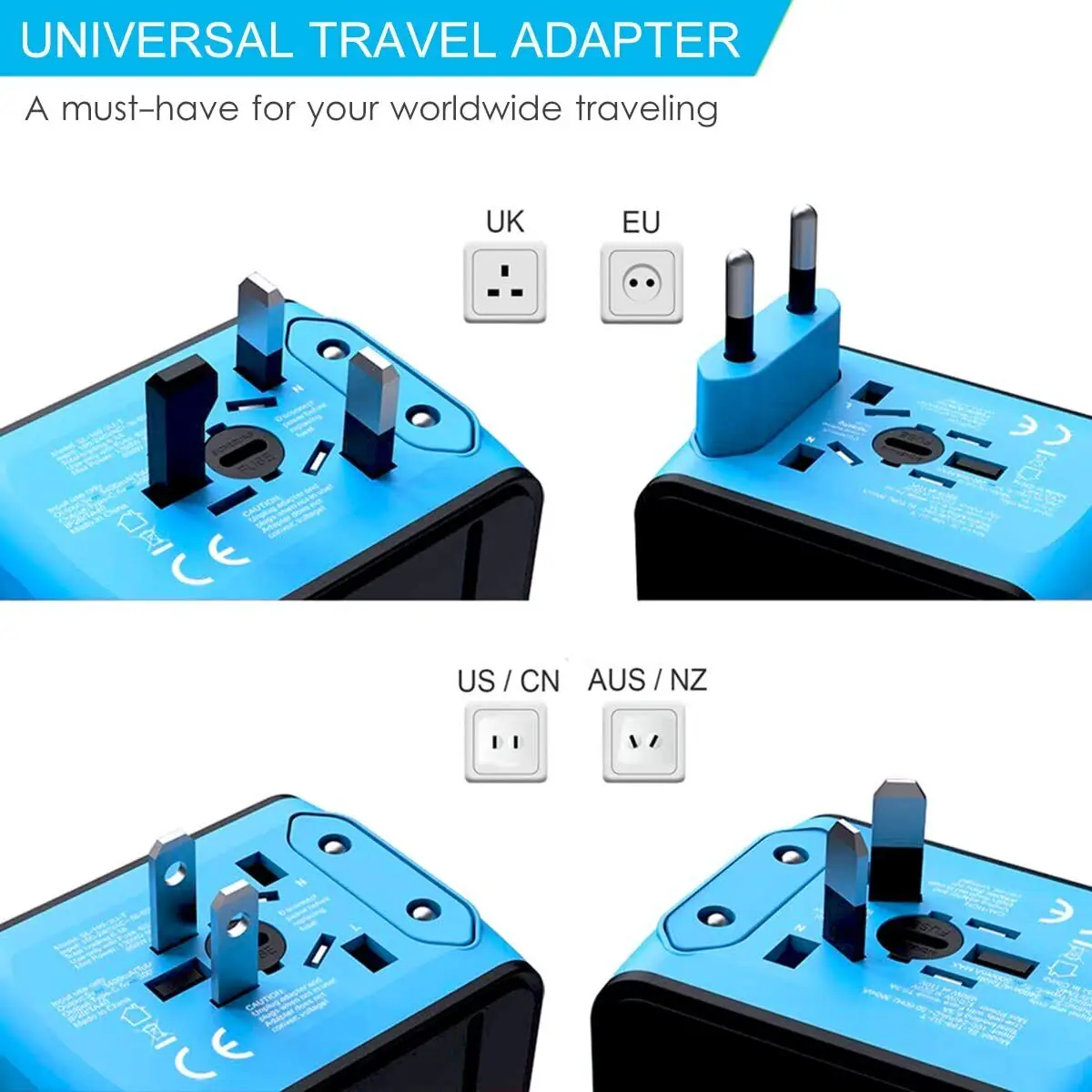 Adaptateur de voyage universel international, 3 prises USB et Type-C, convertisseur de prise, adaptateur secteur, chargeur de prise