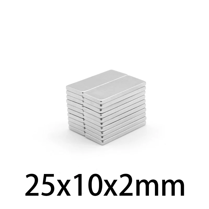 5/10/20/30/50/100PCS 25X10X2mm Block Strong Powerful Magnets Sheet 25x10x2 Rectangular Permanent  Neodymium Magnets 25*10*2 mm