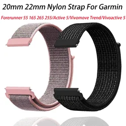 20mm 22mm Nylon Strap For Garmin Forerunne 55 165 970 570 965 265 Replacement wristband for Gramin Vivomove Trend/Vivoactive 5 6