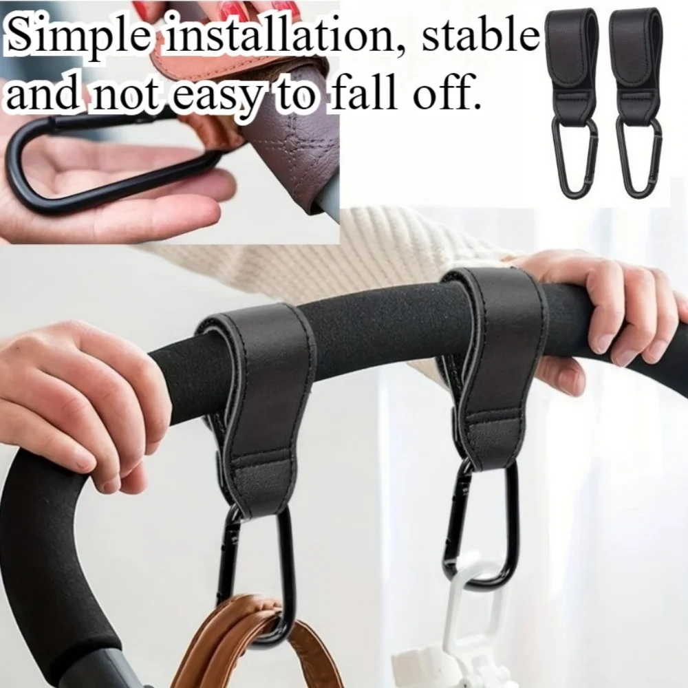 Baby Stroller Hook Fashion PU Leather Adjustable Pram Hook Cart Organizer Diaper Bag Hanger Children Boy Girl Travel Accessories
