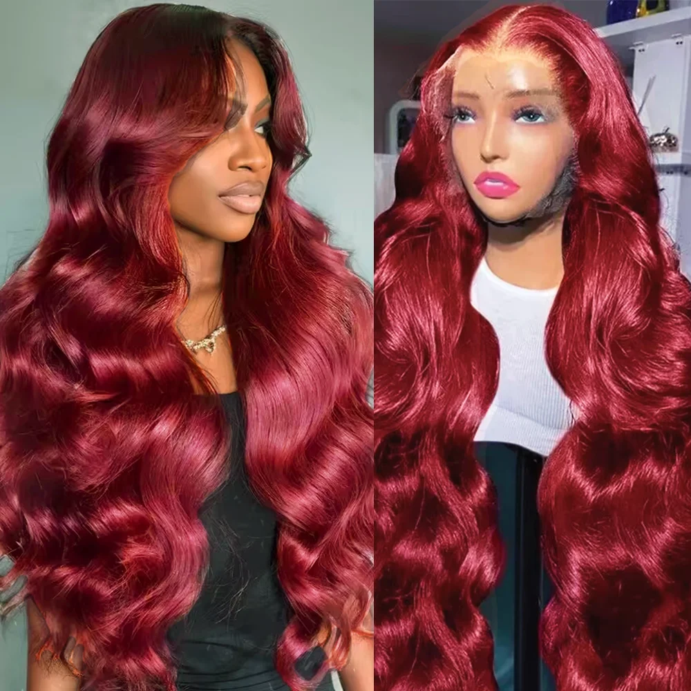 

99J Hd Lace Frontal Human Hair Wigs Burgundy 13x4 13x6 HD Transparent Lace Frontal Wig Human Hair For Women Pre Plucked wigs