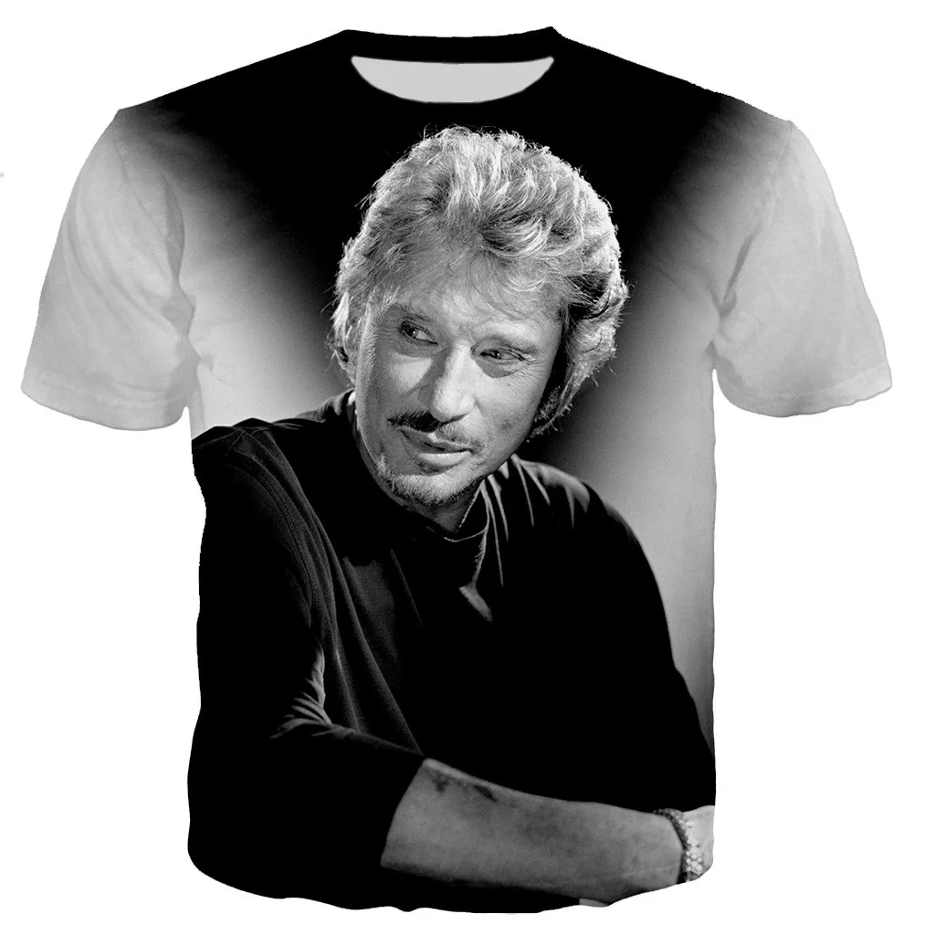 Johnny Hallyday 3D Printed T-shirt Unisex Summer Fashion Casual Style T Shirt Men and Women Streetwear Oversized Tops Tees