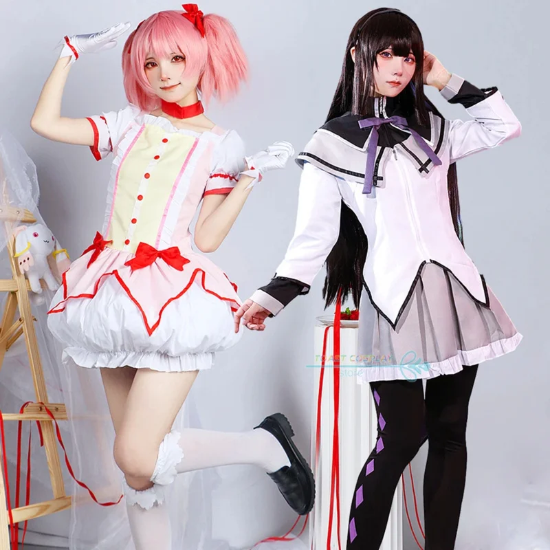 Anime Cosplay Kostuum Puella Magi Madoka Magica Kaname Madoka Akemi Homura Cos Outfits Mooie Rok Pruik Halloween Party Vrouwen