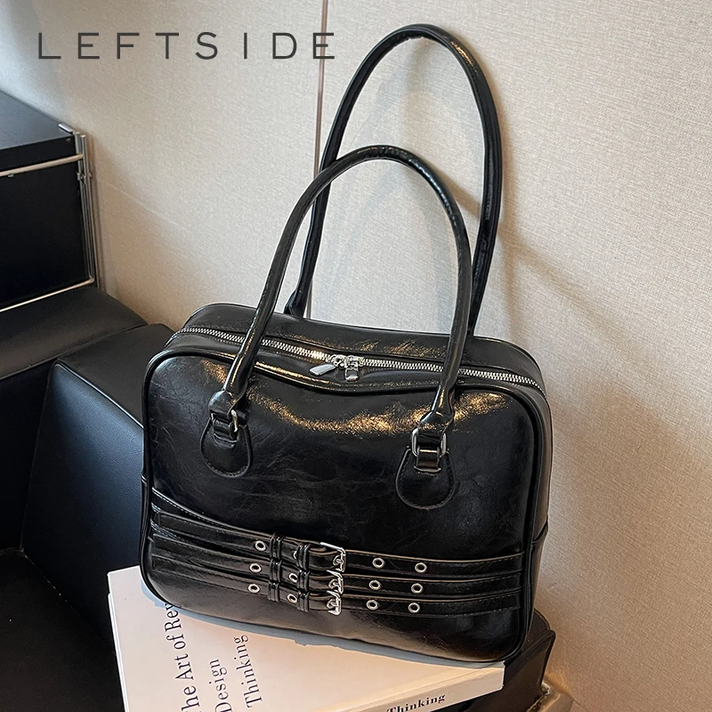 

Левая сторона, женская сумка на плечо из искусственной кожи, зима 2024, простая квадратная большая сумка, роскошные дизайнерские однотонные новые сумки и кошельки