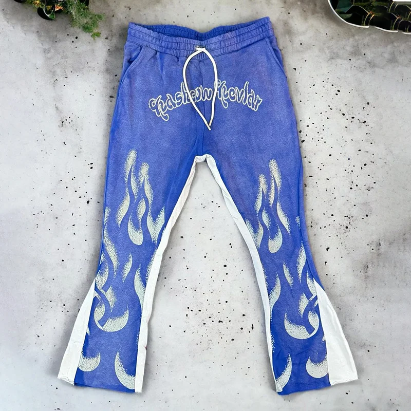 Y2k Flared Pants Men Loose 3D Print Trousers Casual Sweatpants Mid Waist Sporty Female Clothes Streetwear Hip Hop Vintage Pants
