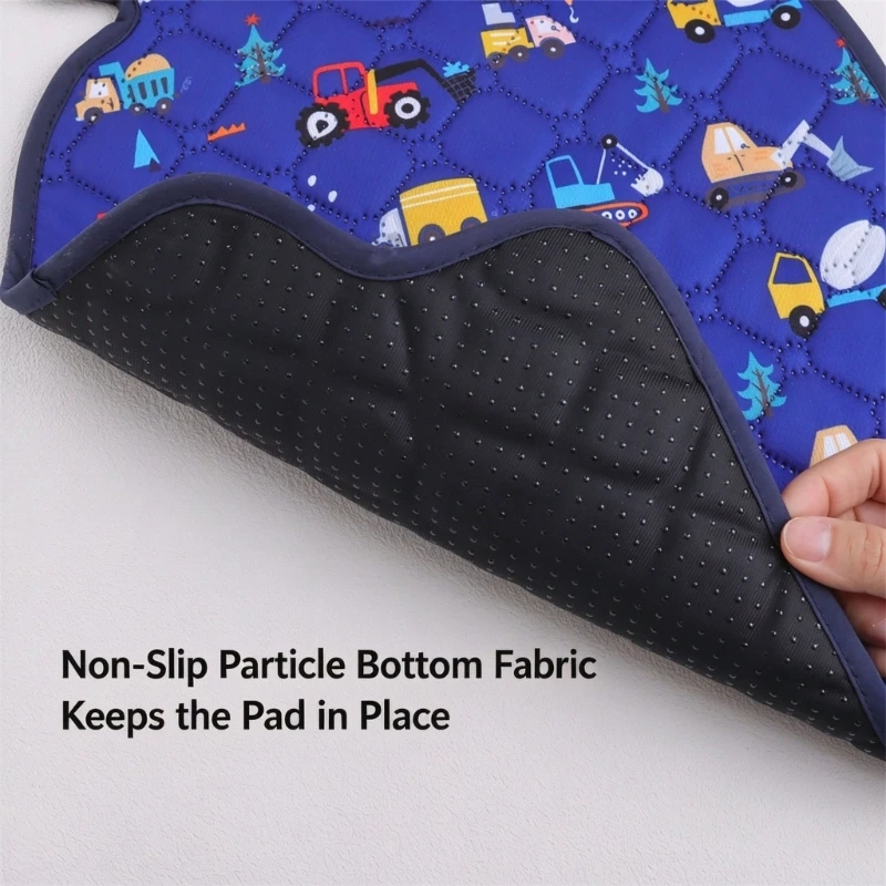 Washable Car Pad with Moisture-Receiving Top, Leak-Resistant Bottom Barrier, Shaped Profile, and Sewn Trim 15UB