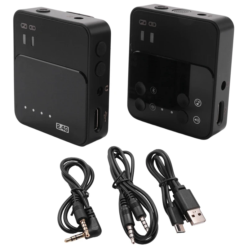 

2.4G Wireless Live Lavalier Microphone Square RF Launcher Receiver Clip Collar Lapel Microphone System For Camera Phones