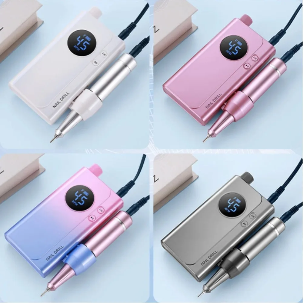 Elektryczna, przenośna frezarka do paznokci 45000 obr./min, akumulatorowa, do paznokci żelowych, przenośna pilnica do paznokci, narzędzia do manicure do użytku domowego i salonowego.