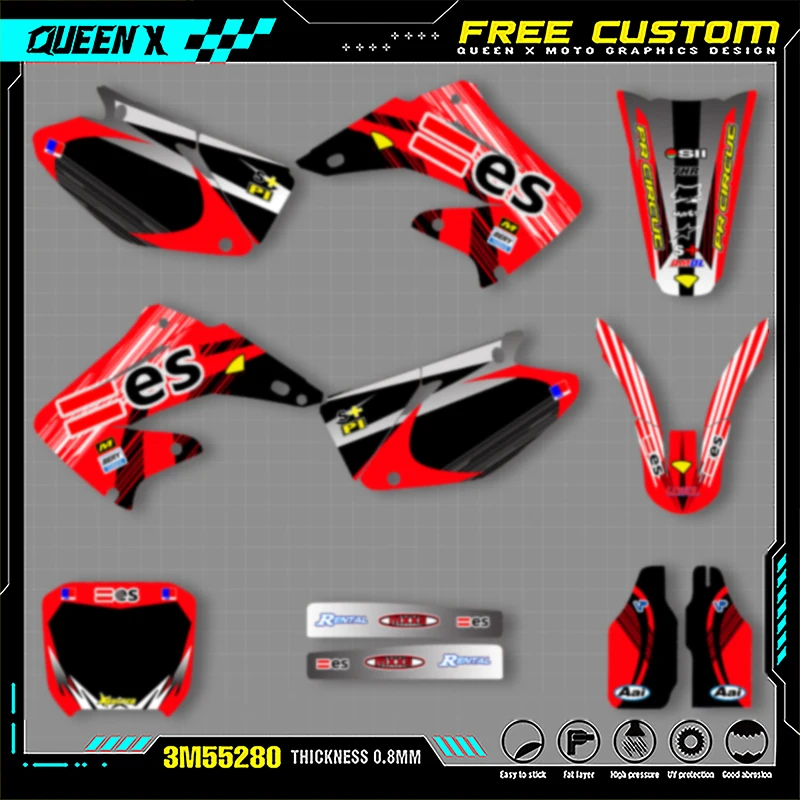 

Queen X MOTOR Custom Team Graphics Decals Stickers Kit For Honda 2002 2003 2004 2005 2006 2007 2012 CR125 CR250 002
