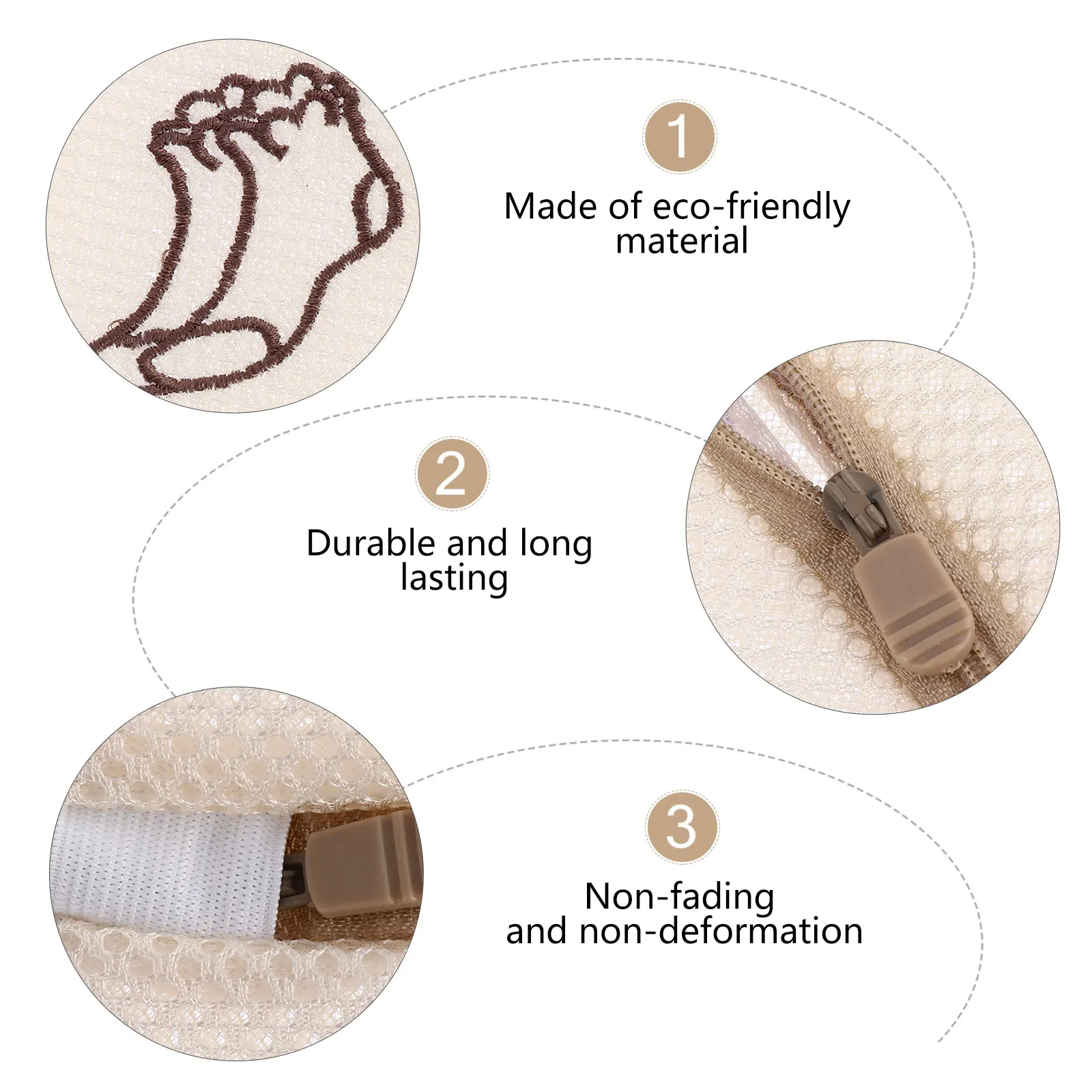 

5Pcs Laundry Bags Thick Mesh Wash Bag for Underwear Socks Bra Protection Anti-Knot Zipper Closure Sewing Hemming Even Threading