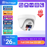 Techage UHD 4K 8MP 5MP POE IP Camera Red-Bule Light Alert Smart AI Face Detection Waterproof Color Night Vision Security Camera