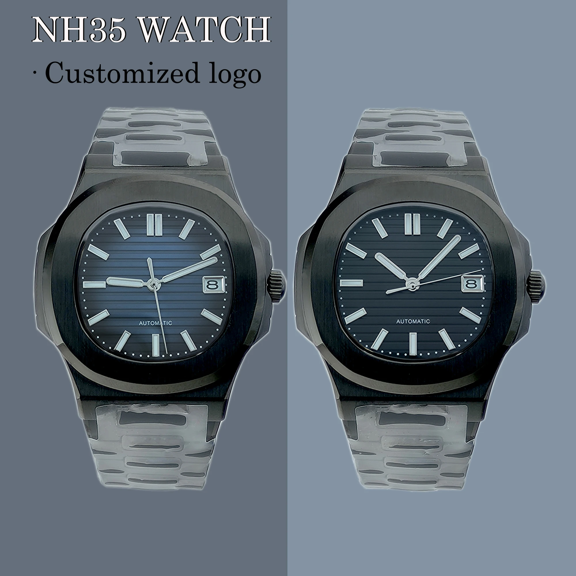NH35 Watch Black Watch Black dial Men's Watch Stainless Steel Mechanical Watch NH35 Automatic Mechanical Movement