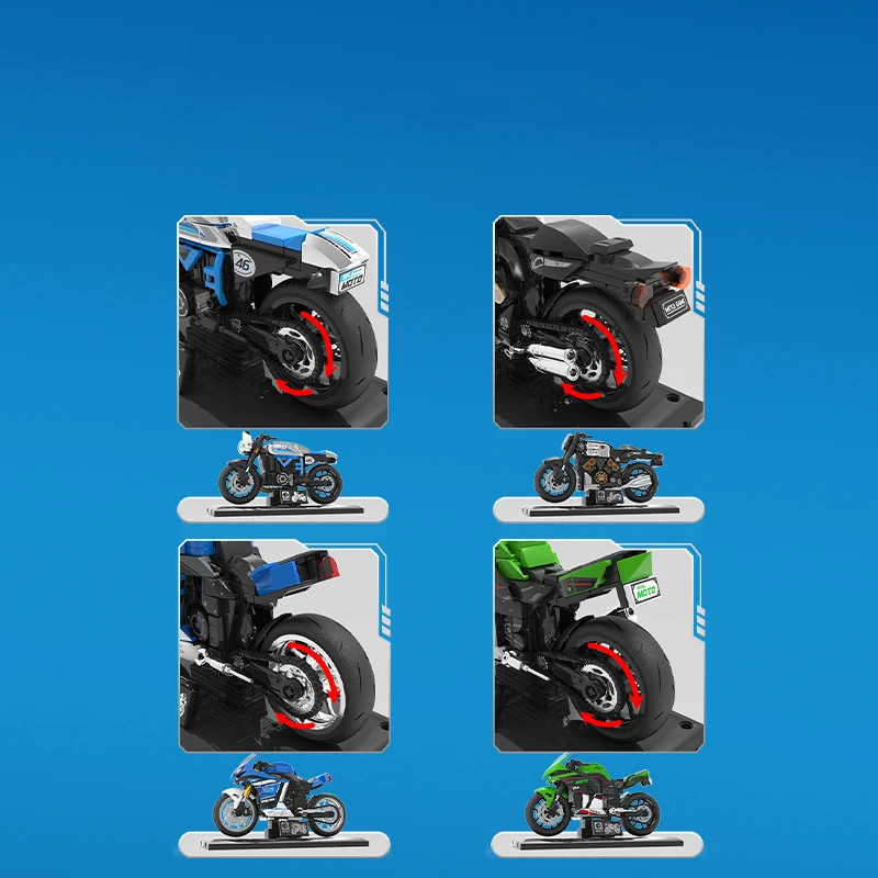 Moto Tecnica Scrambler Cafe Racer V-max R1 NINJA ZX-10R Set di Modelli Building Block Motore Mattoni Collezione di Giocattoli Per I Regali