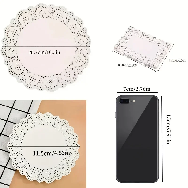 Lace paper pad - Three shapes, highly absorbent, non-sticky, heat-resistant baking paper, suitable for cakes, fried snacks