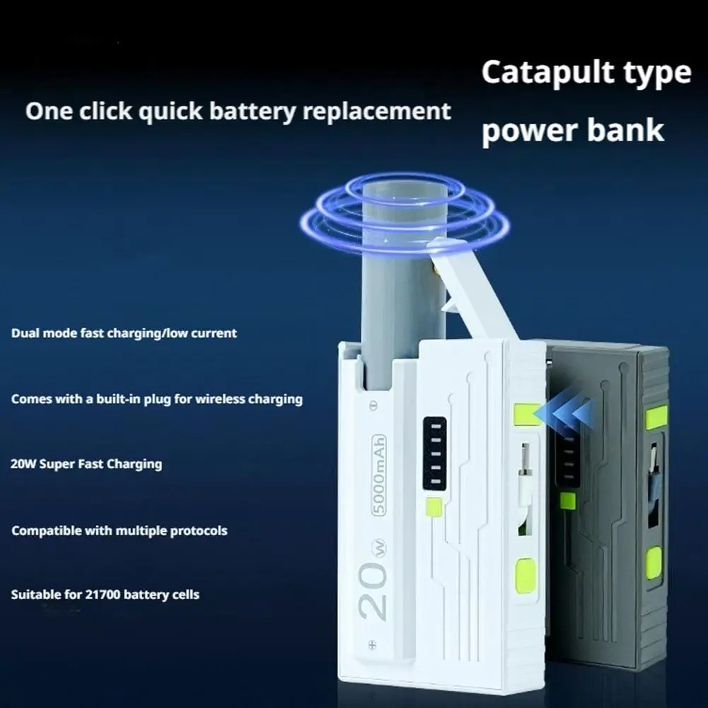 1*21700 علبة البطارية قذيفة الطاقة المتنقلة 20 واط شحن سريع لتقوم بها بنفسك عدة مع كابل لشحن الهاتف لا تشمل البطاريات #4