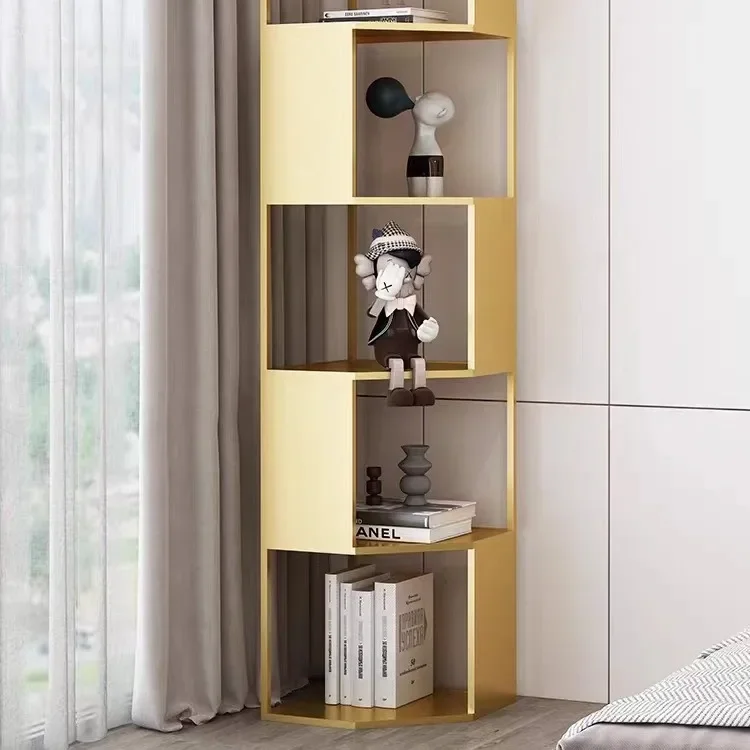 Creative vertical corner bookshelf floor-to-ceiling living room simple wall wrought iron storage rack