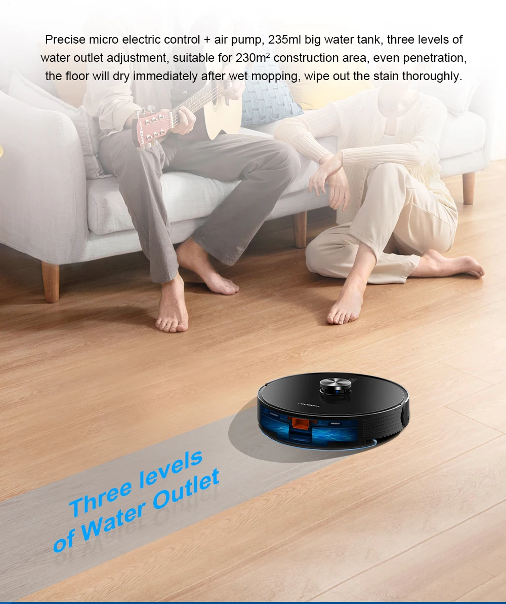 Liectroux X6 LDS Robot Vacuum Cleaner,Laser Lidar Navigation,Wet & Dry Mopping,6500Pa Suction,Multi-Floor Map,Customized Smart H