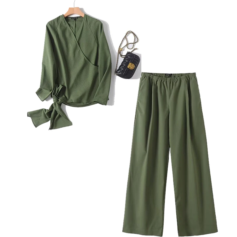 

TRAFZR Lady Sets Piece Woman Outfits Elegant New in Full Number Outfit Suits Luxury Designer Two Set Pant Casual Women Linen