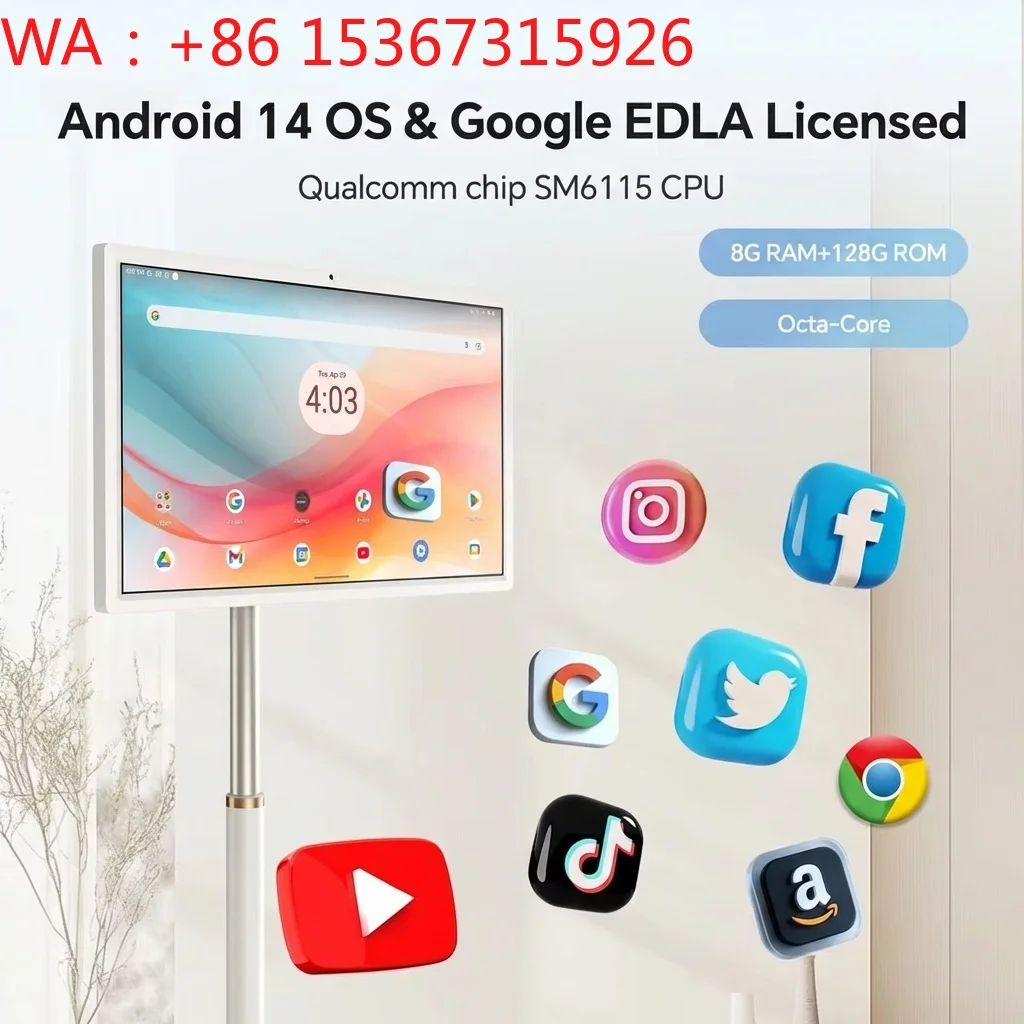 

23.8 Inch 1080P Touch Display With Wheels Android 14 EDLA 13MP 8GB+128GB
