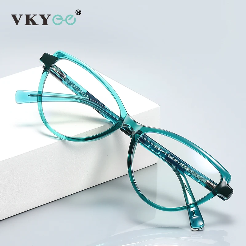 VICKY Women Prescription Glasses Hyperopia Myopia Reading Glasses Anti Blue Light Blocking Cat Eye Eyeglasses Frame PFD2131
