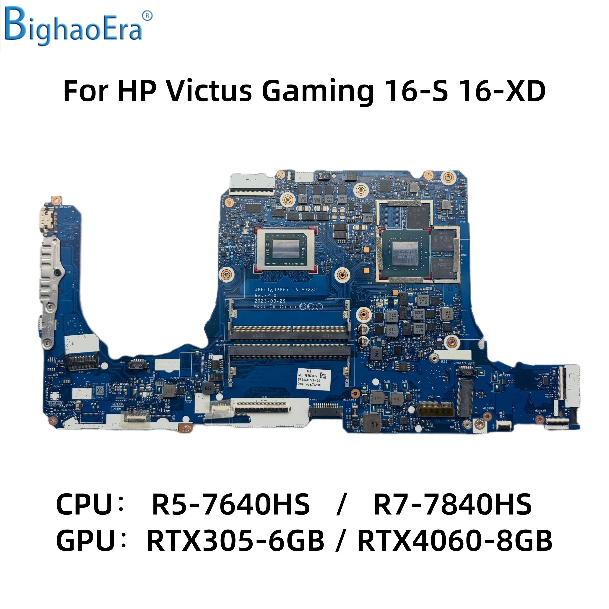 LA-M788P para la placa base del ordenador portátil HP Victus Gaming 16-s 16-XD con R5-7640HS R7-7840HS CPU RTX3050-6GB RTX4060-8GB DDR5 N48773-601