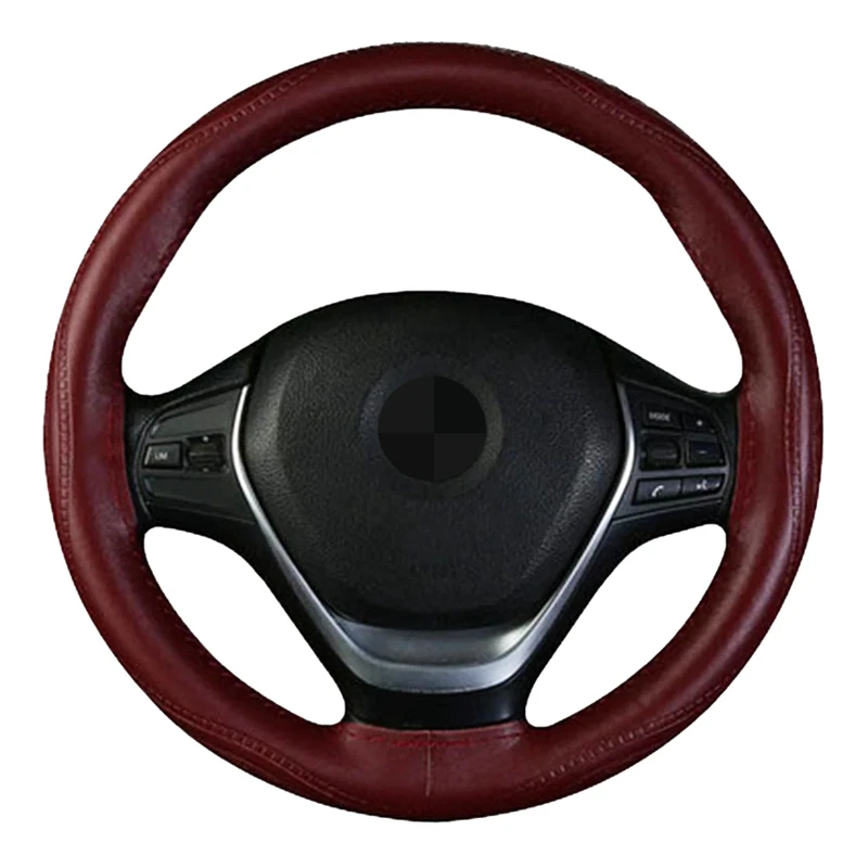 DIY Car Steering Wheel Cover Anti-Slip Embossing Leather Car Accessories Universal Braid Case diameter 37/38cm Universal Model