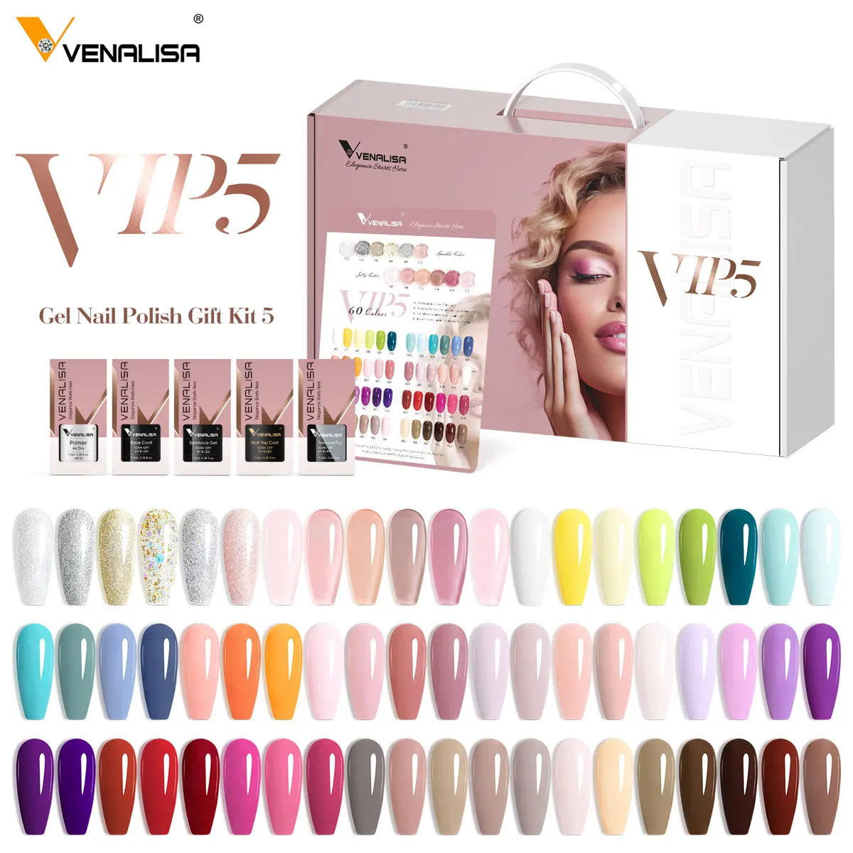 Venalisa Nagel-Gel-Nagellack-Set, Herbst-Nagel, HEMA FREE, Herbstsaison, Farbkollektion, gebranntes Orange, selbstnivellierendes Nagel-Maniküre-Set – Detail 2