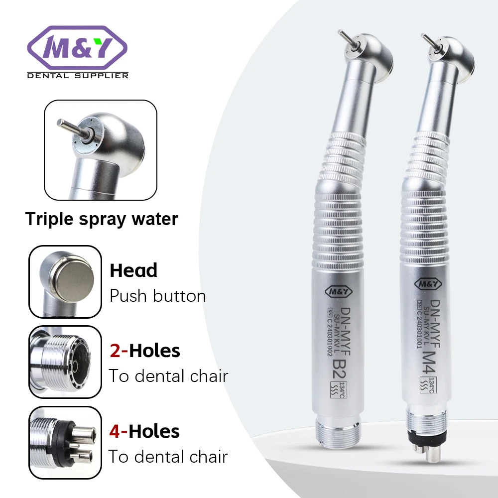 Стоматологический высокоскоростной наконечник KV 636 CP с тройным распылением воды, кнопочный керамический подшипник с 2/4 отверстиями, стоматологические воздушные турбины, инструменты