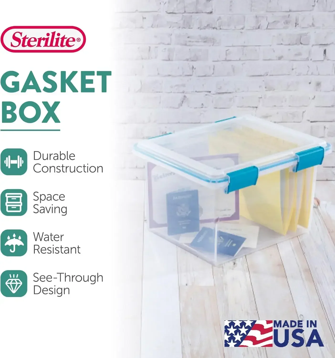 8-Pack Gasket Box, Weather-Resistant Storage Bins with Latching Lids, 32 Quart - Heavy-Duty Organizing Containers for Closet, Ba
