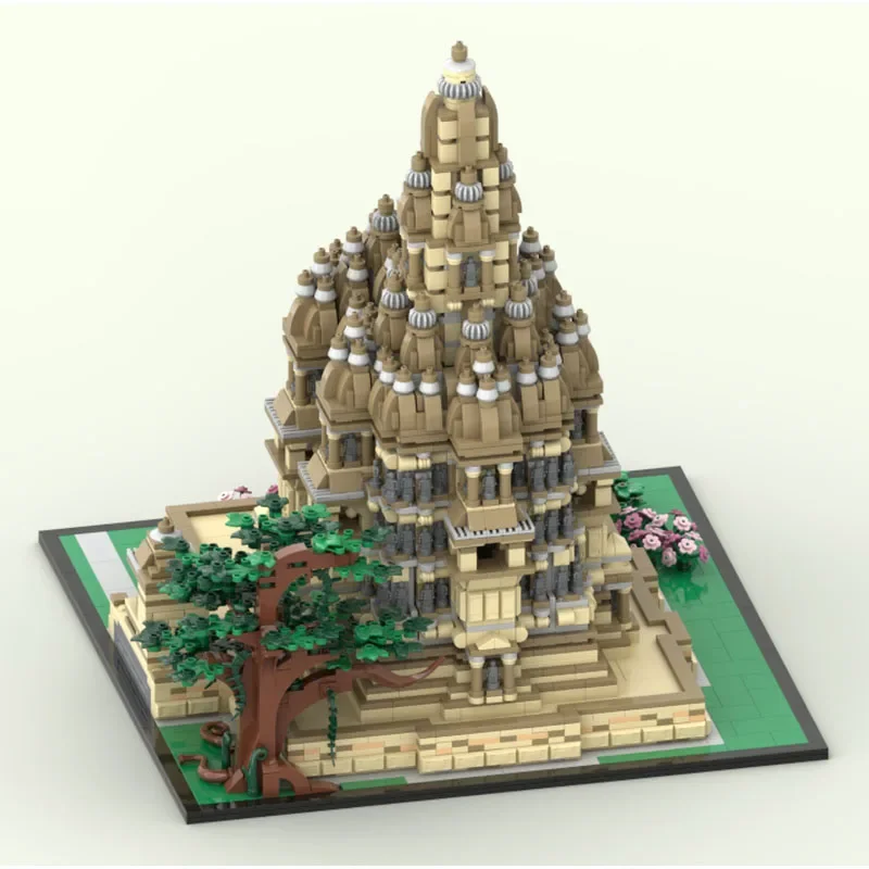 Moc Architecture modèle brique Temple indien technologie blocs de construction modulaires cadeau jouets de noël bricolage ensemble assemblage