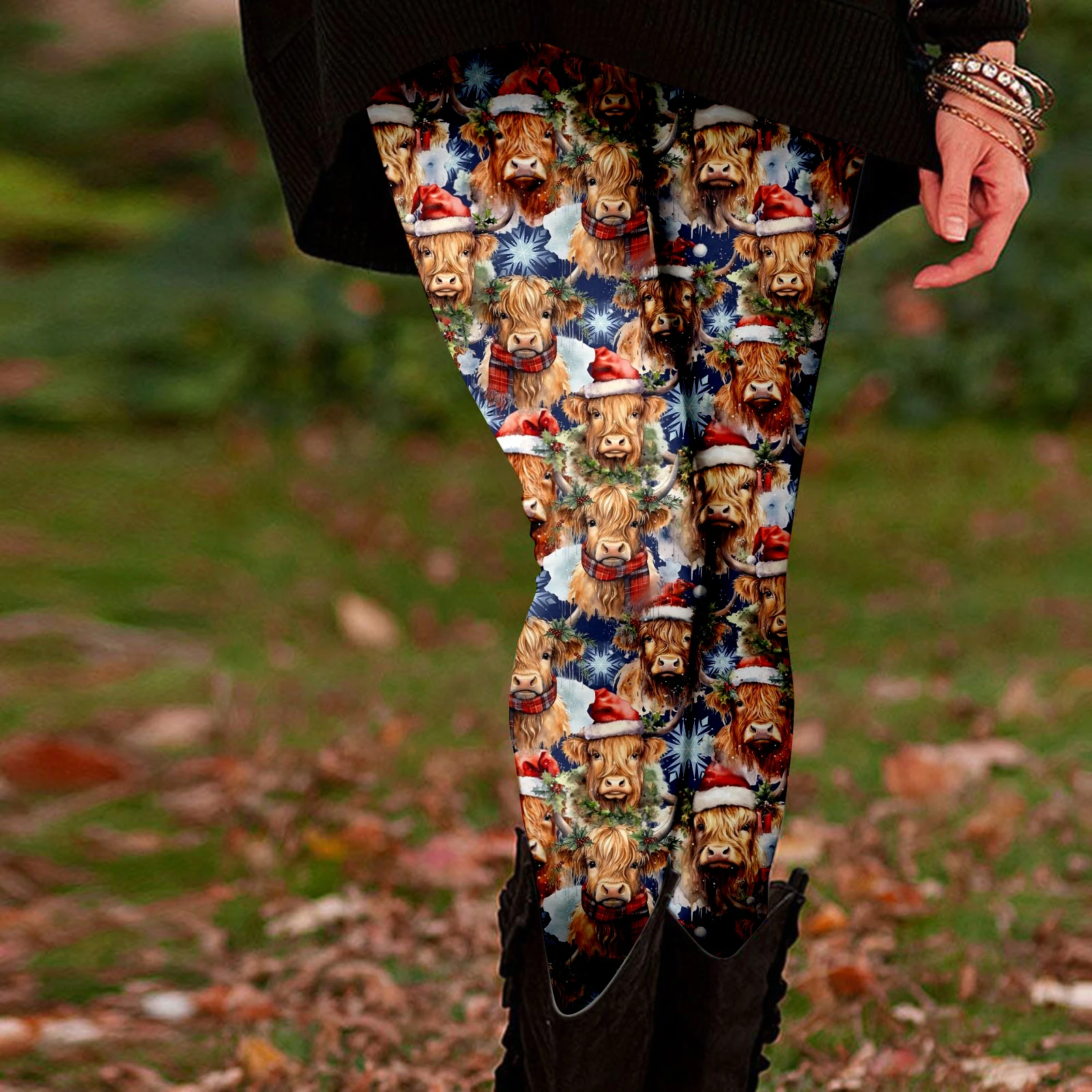 Leggings da donna con stampa di alci natalizi taglie forti: grafica natalizia e renne, vestibilità elastica, lavabili in lavatrice, casual per tutte le stagioni