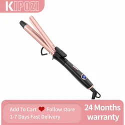 KIPOZI Curling Iron with Adjustable Temperature, Ceramic Hair Curler LCD 1.2 Inch with Anti-Scalding Insulated Tip,Dual Voltage