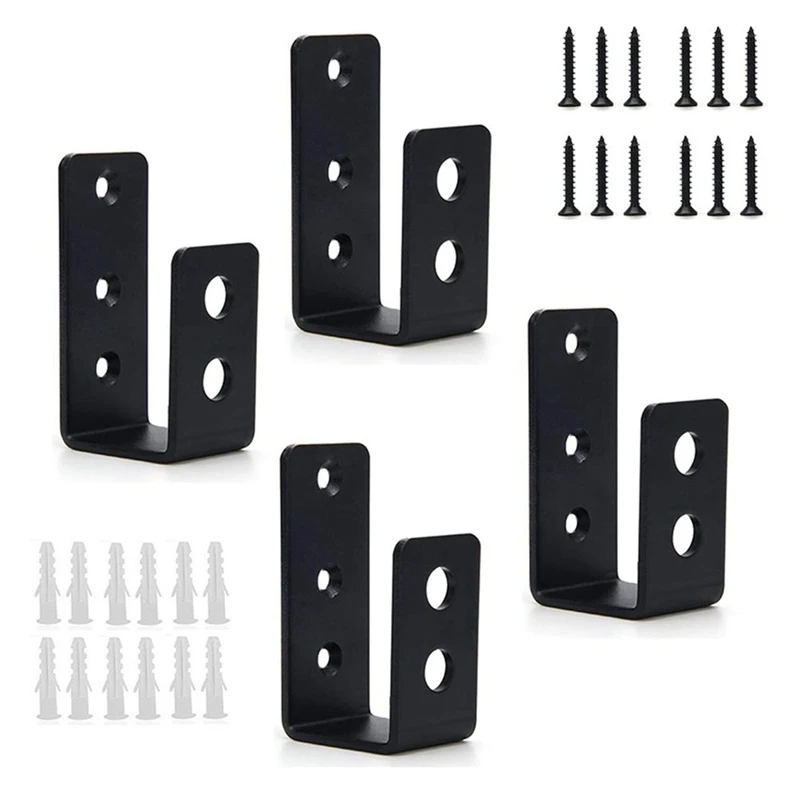 

4 Pieces 2Inch X 4Inch Door Barrier Clips Heavy Duty Open Rod Bracket U Shape Bracket For Barn Shed Garage Gate Easy Install