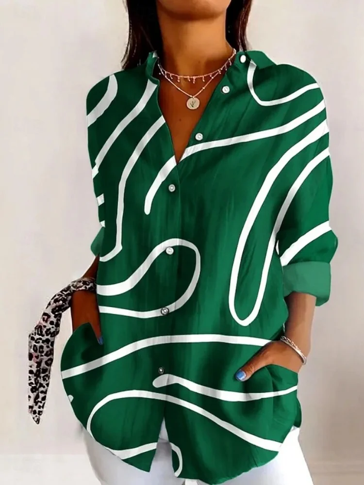 

Baru Datang Kemeja Wanita Kasual Lengan Panjang Dengan Desain Kerah Dan Kancing Potongan Longgar Dan Bahan Bernapas