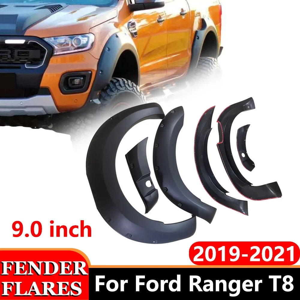 

9 Inch Fender Flares For Ford Ranger T8 Wildtrak 2019 2020 2021 2022 With Sensor Wheel Arch Extension Mudguards Car Accessories
