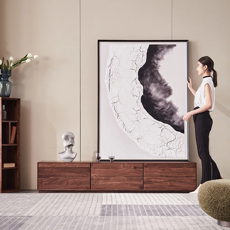 North American black walnut TV cabinet All solid wood light luxury modern simple audio-visual cabinet