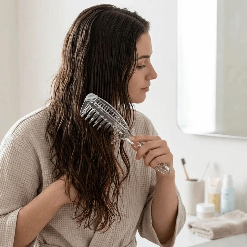 Metal Rolling Teeth Hair Oil Applicator Comb Anti-Static Anti-Frizz Liquid Dispenser Comb Built-In Liquid Reservoir Portable