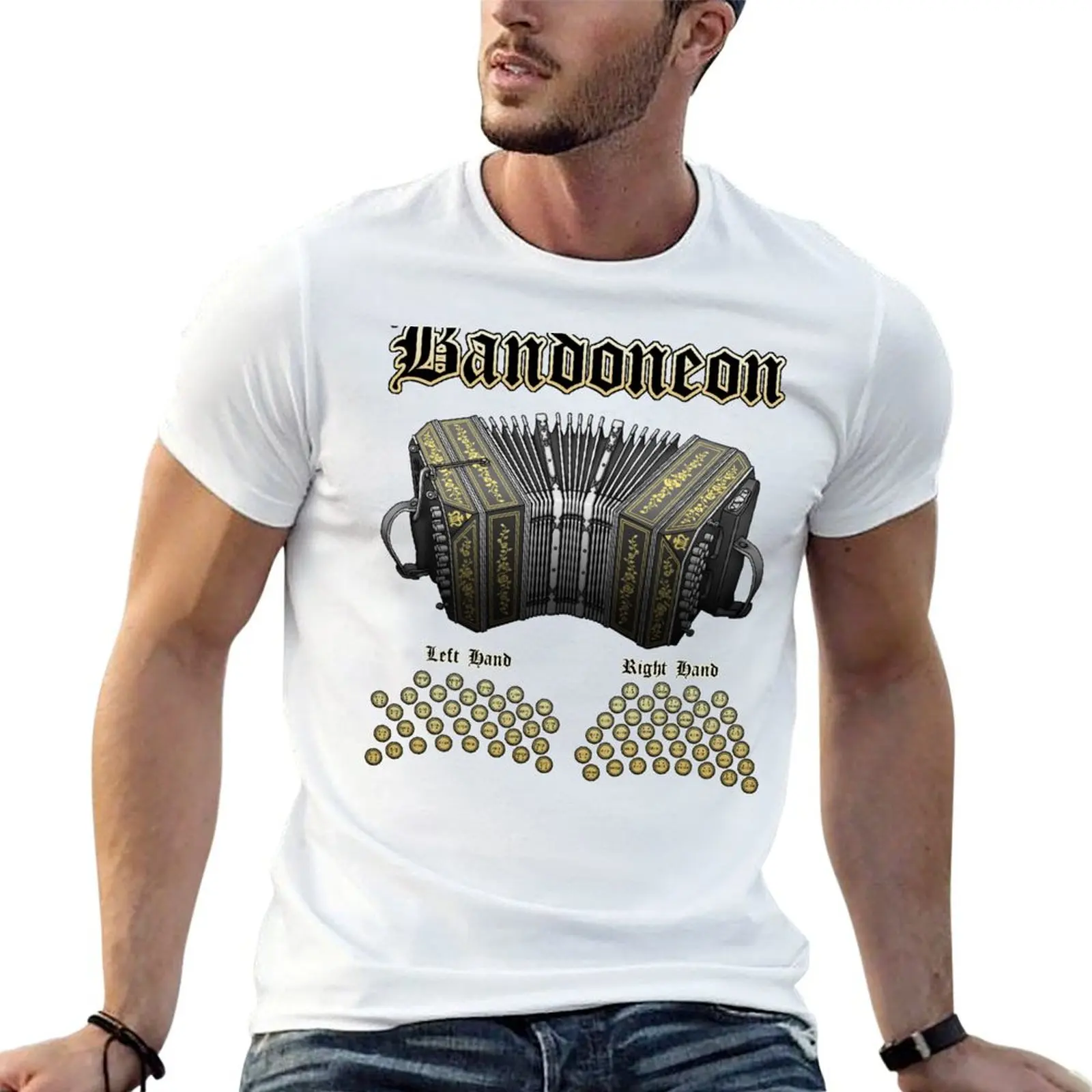 Camiseta Bandoneon, camisetas de anime para hombre, camisetas lisas para hombre, camiseta divertida de algodón para hombre