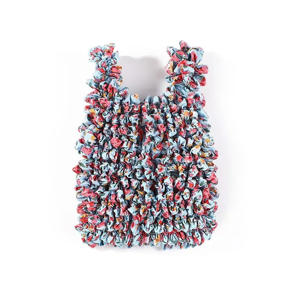 Reusable Bubble Foldable Stretch Bag Shopping Bag Multi Purpose Magic Stretch Puff Bag Large Capacity Chiffon