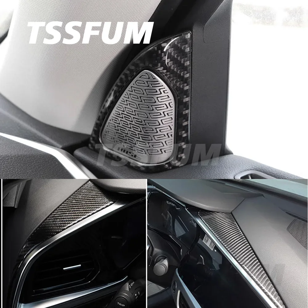 Car Interior Real Carbon Fiber Sticker Control Gear Shift Panel Cover For Geely Tugella 2019 2020 2021 2022 2023 Accessories