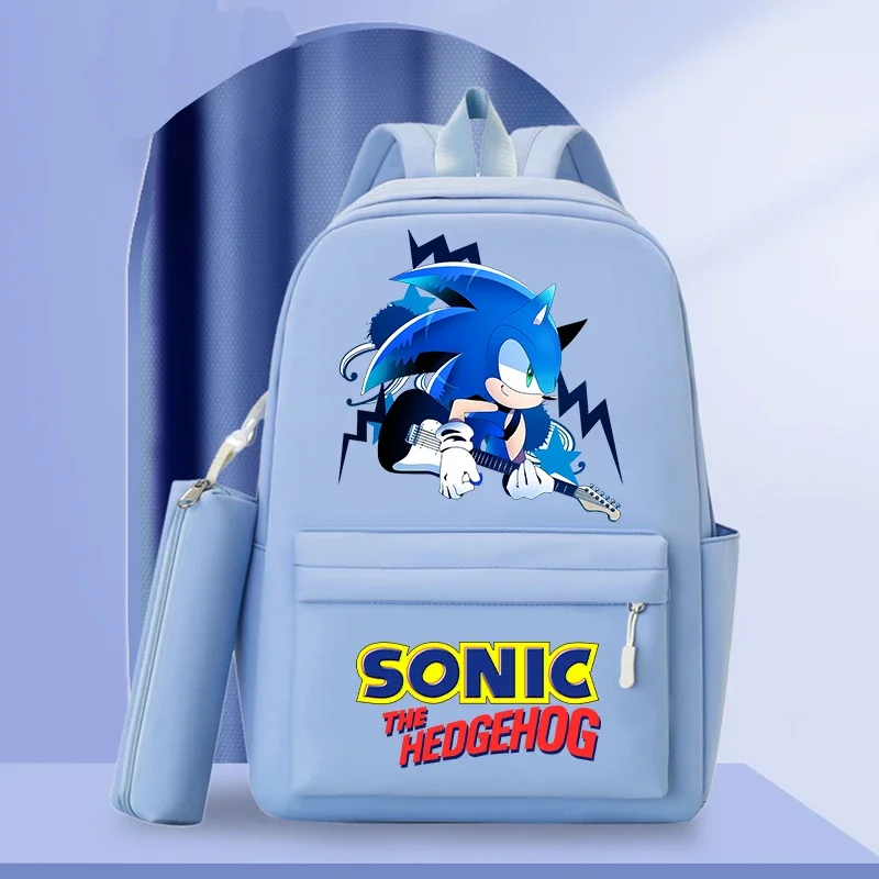 Soniced Backpack 2-piece Set Large Capacity Portable Backpack Student Cartoon Anime Pattern Backpack Pencil Case Birthday Gift