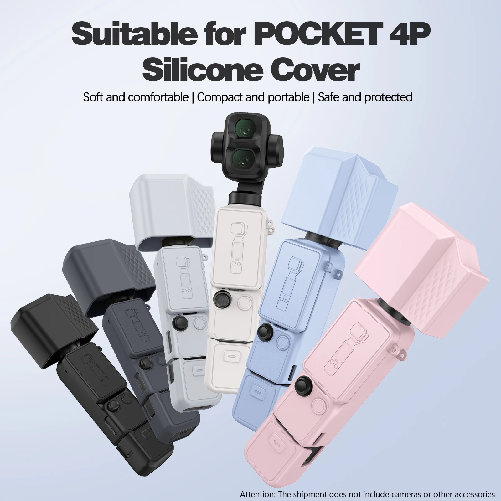 For DJI Osmo Pocket 4 Pro Silicone Protective Cover Skin-Friendly Dustproof Shockproof Precise Cutouts Washable Lanyard